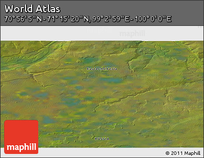Satellite 3D Map of the Area around 71° 5' 42" N, 99° 31' 30" E