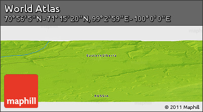 Physical Panoramic Map of the Area around 71° 5' 42" N, 99° 31' 30" E