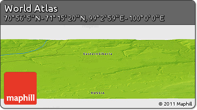 Physical Panoramic Map of the Area around 71° 5' 42" N, 99° 31' 30" E