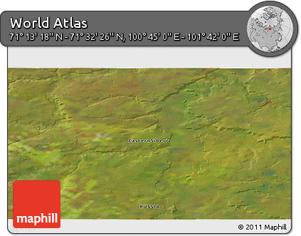 Satellite 3D Map of the Area around 71° 22' 52" N, 101° 13' 29" E