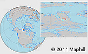 Gray Location Map of the area around 71° 22' 52" N, 106° 10' 30" W