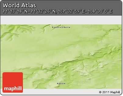 Physical 3D Map of the Area around 71° 22' 52" N, 108° 1' 30" E