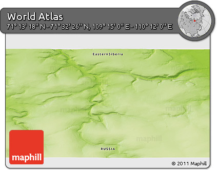 Physical 3D Map of the Area around 71° 22' 52" N, 109° 43' 29" E