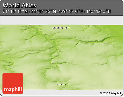 Physical 3D Map of the Area around 71° 22' 52" N, 109° 43' 29" E
