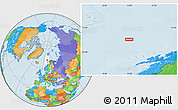 Political Location Map of the area around 71° 22' 52" N, 11° 58' 29" E