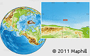 Physical Location Map of the area around 71° 22' 52" N, 140° 10' 30" W