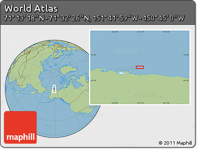 Savanna Style Location Map of the Area around 71° 22' 52" N, 151° 13' 29" W