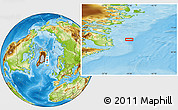 Physical Location Map of the area around 71° 22' 52" N, 19° 28' 30" W