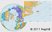 Political Location Map of the area around 71° 22' 52" N, 19° 28' 30" W