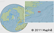 Savanna Style Location Map of the area around 71° 22' 52" N, 19° 28' 30" W, hill shading