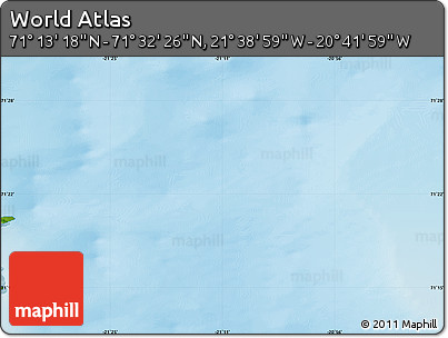 Physical Map of the Area around 71° 22' 52" N, 21° 10' 29" W