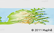 Physical Panoramic Map of the area around 71° 22' 52" N, 22° 1' 29" W
