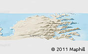 Shaded Relief Panoramic Map of the area around 71° 22' 52" N, 22° 1' 29" W