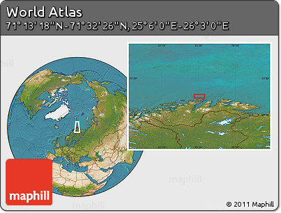 Satellite Location Map of the Area around 71° 22' 52" N, 25° 34' 30" E
