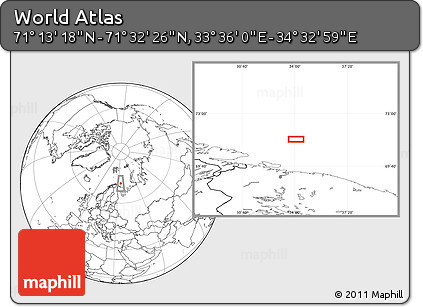 Blank Location Map of the Area around 71° 22' 52" N, 34° 4' 30" E