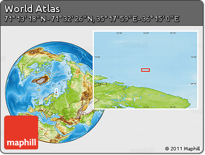 Physical Location Map of the Area around 71° 22' 52" N, 35° 46' 29" E