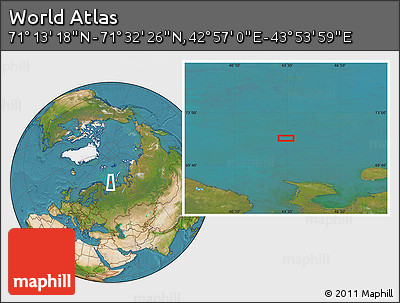 Satellite Location Map of the Area around 71° 22' 52" N, 43° 25' 29" E