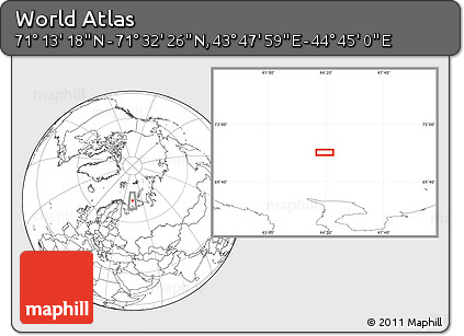 Blank Location Map of the Area around 71° 22' 52" N, 44° 16' 29" E