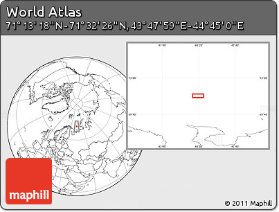 Blank Location Map of the Area around 71° 22' 52" N, 44° 16' 29" E