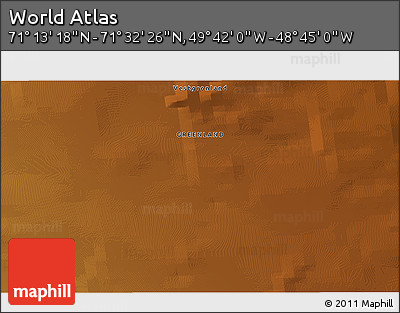 Physical 3D Map of the Area around 71° 22' 52" N, 49° 13' 30" W