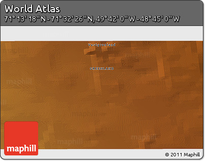 Physical 3D Map of the Area around 71° 22' 52" N, 49° 13' 30" W