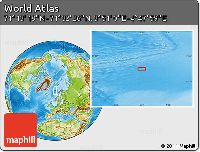 Physical Location Map of the Area around 71° 22' 52" N, 4° 19' 30" E