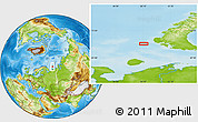 Physical Location Map of the area around 71° 22' 52" N, 50° 13' 30" E