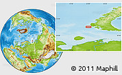 Physical Location Map of the area around 71° 22' 52" N, 51° 4' 30" E