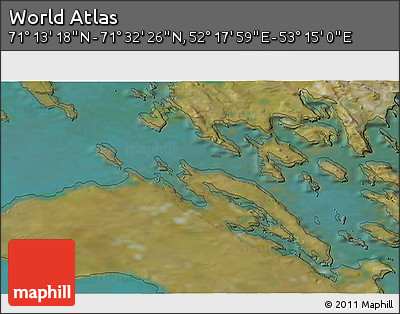 Satellite 3D Map of the Area around 71° 22' 52" N, 52° 46' 29" E