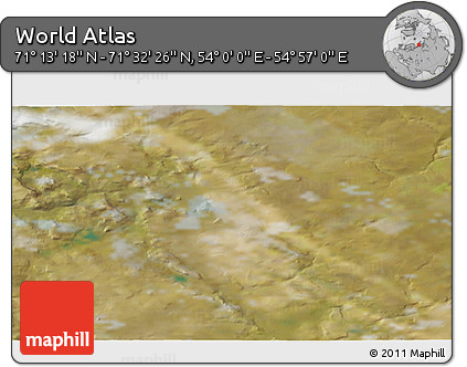 Satellite 3D Map of the Area around 71° 22' 52" N, 54° 28' 30" E
