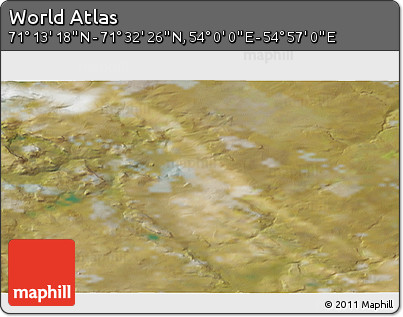 Satellite 3D Map of the Area around 71° 22' 52" N, 54° 28' 30" E