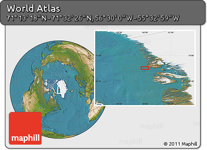 Satellite Location Map of the Area around 71° 22' 52" N, 56° 1' 29" W