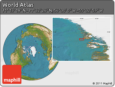 Satellite Location Map of the Area around 71° 22' 52" N, 56° 1' 29" W