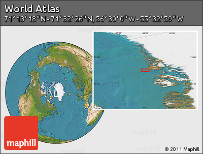 Satellite Location Map of the Area around 71° 22' 52" N, 56° 1' 29" W