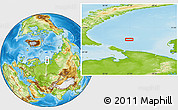Physical Location Map of the area around 71° 22' 52" N, 61° 16' 29" E