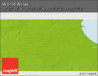 Physical 3D Map of the Area around 71° 22' 52" N, 71° 28' 29" E