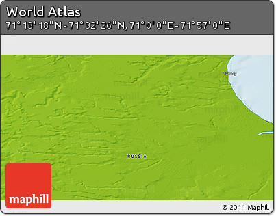 Physical 3D Map of the Area around 71° 22' 52" N, 71° 28' 29" E