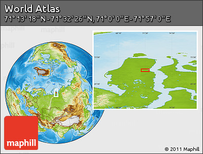 Physical Location Map of the Area around 71° 22' 52" N, 71° 28' 29" E