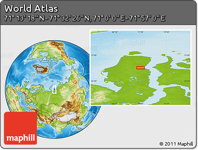 Physical Location Map of the Area around 71° 22' 52" N, 71° 28' 29" E