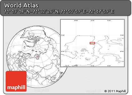 Blank Location Map of the Area around 71° 22' 52" N, 72° 19' 29" E