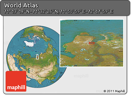Satellite Location Map of the Area around 71° 22' 52" N, 72° 19' 29" E