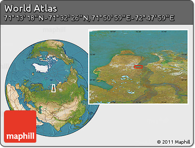 Satellite Location Map of the Area around 71° 22' 52" N, 72° 19' 29" E