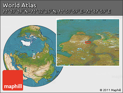 Satellite Location Map of the Area around 71° 22' 52" N, 72° 19' 29" E