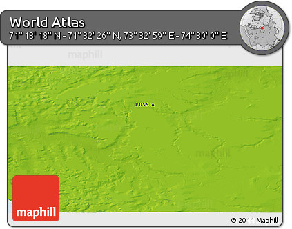 Physical 3D Map of the Area around 71° 22' 52" N, 74° 1' 30" E