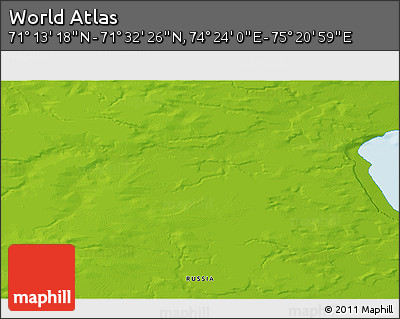 Physical 3D Map of the Area around 71° 22' 52" N, 74° 52' 30" E