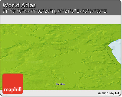 Physical 3D Map of the Area around 71° 22' 52" N, 74° 52' 30" E