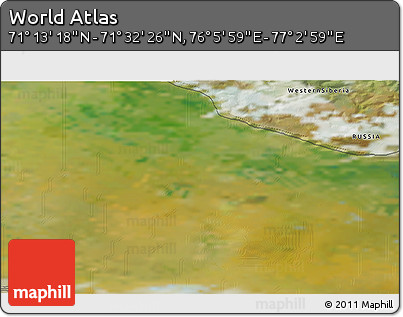 Satellite 3D Map of the Area around 71° 22' 52" N, 76° 34' 29" E