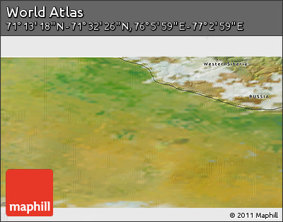 Satellite 3D Map of the Area around 71° 22' 52" N, 76° 34' 29" E