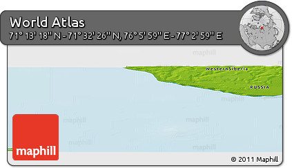 Physical Panoramic Map of the Area around 71° 22' 52" N, 76° 34' 29" E