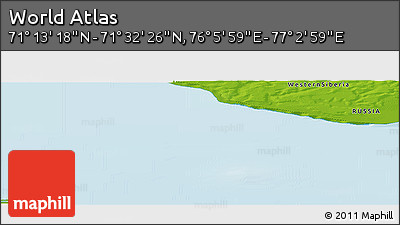 Physical Panoramic Map of the Area around 71° 22' 52" N, 76° 34' 29" E